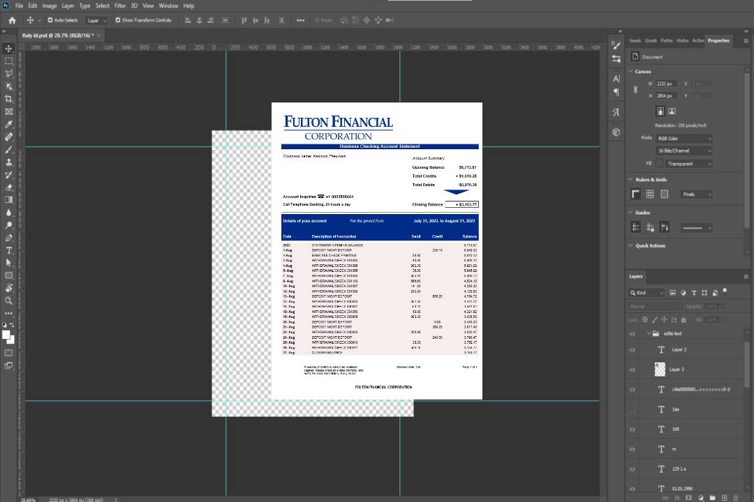 Modèle Word et PDF de relevé de compte d'entreprise de Fulton Financial Corporation template Modèle Word et PDF de relevé de compte d'entreprise de Fulton Financial Corporation template